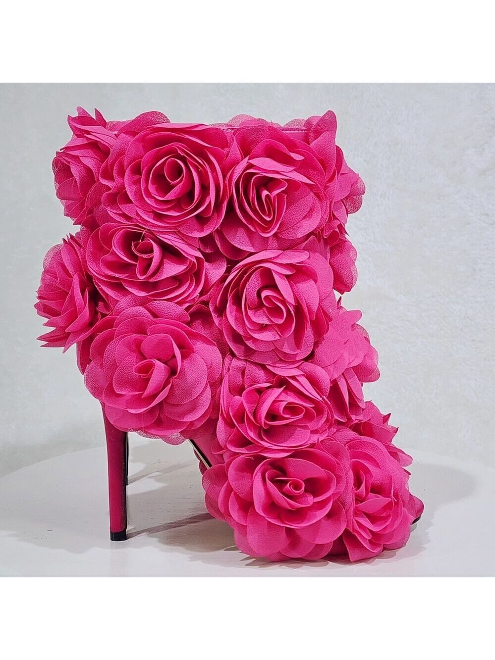 NIB Beauty 3D Flowers Floral 4" High Heel Xoanna Elegant Ankle Boots Fuchsia